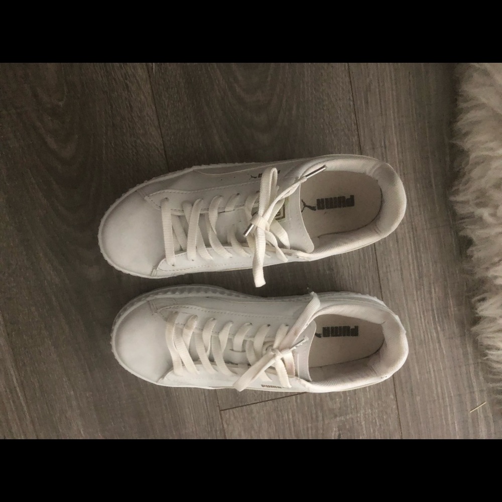 White platform puma sneakers